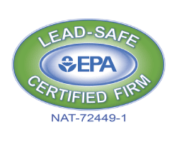 A green and white logo for the lead safe certified firm.